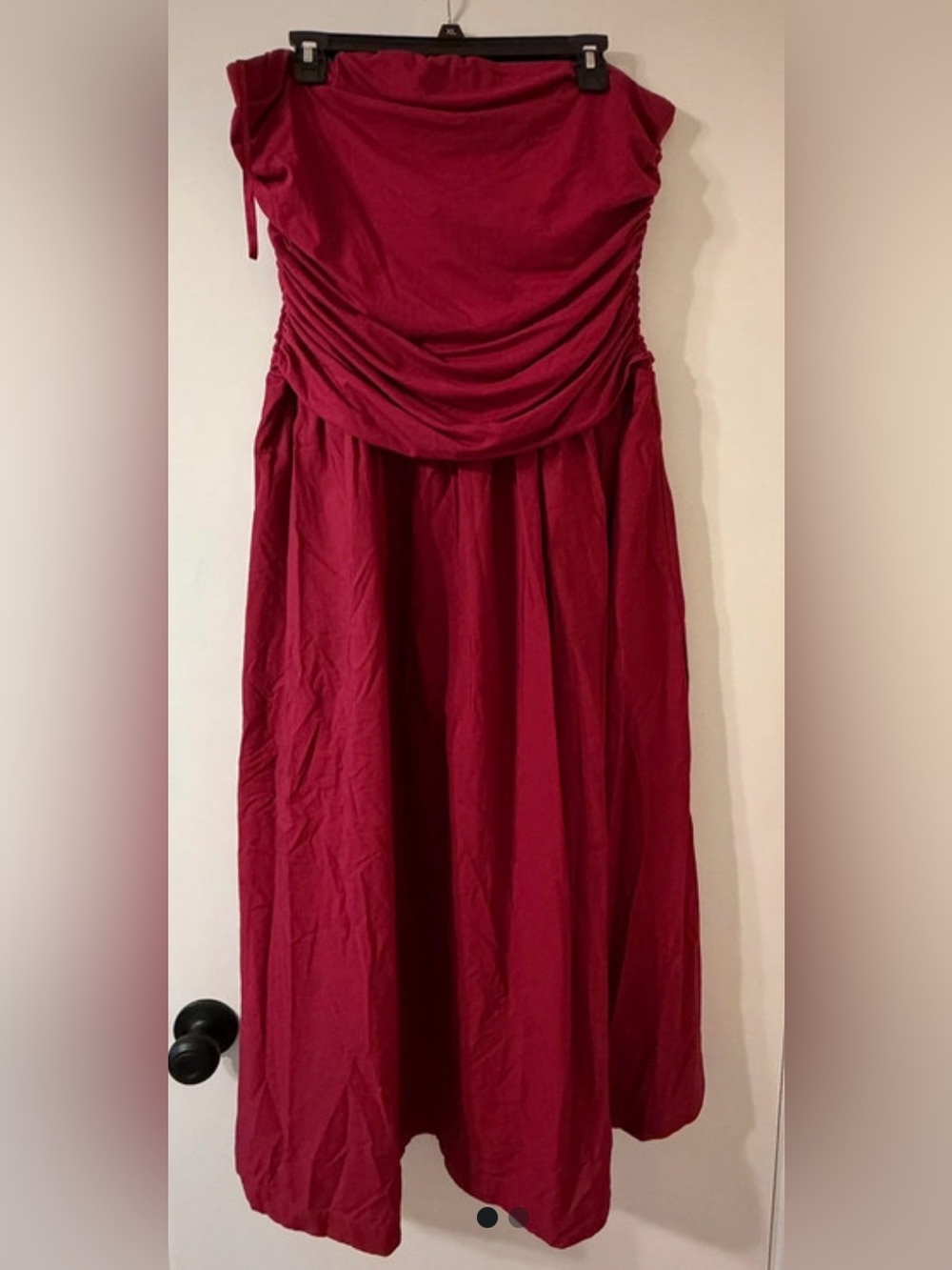 LOFT Deep Red-Burgundy Ruched Maxi Dress